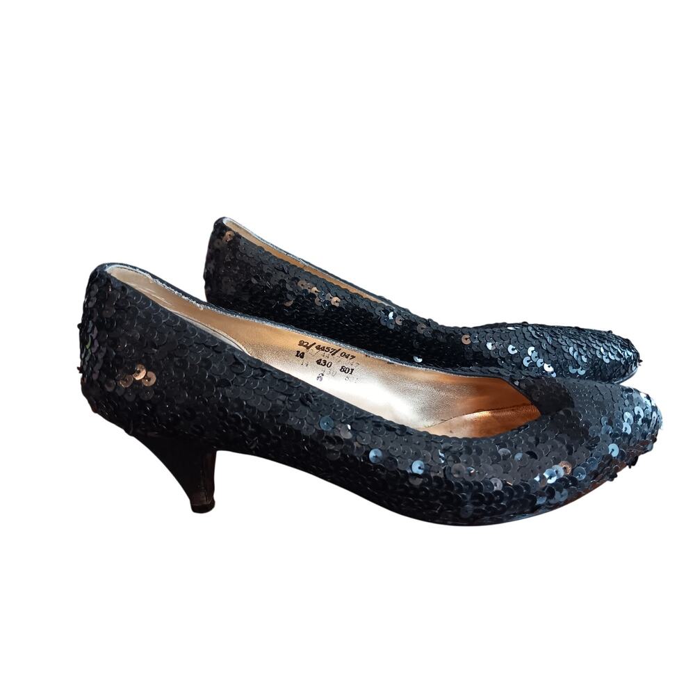 Valenti Franco Black sequin kitten heel pumps EU size 6